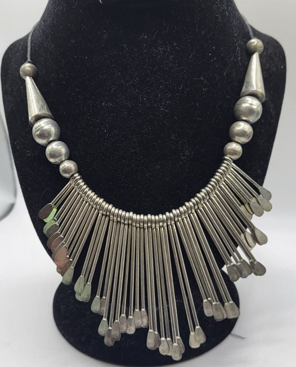 Vintage Tribal Ethnic Spoon Bib Necklace 20in